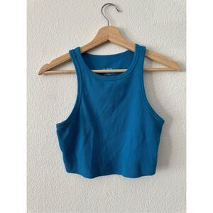 Wild fable blue crop top dolphin hem ribbed